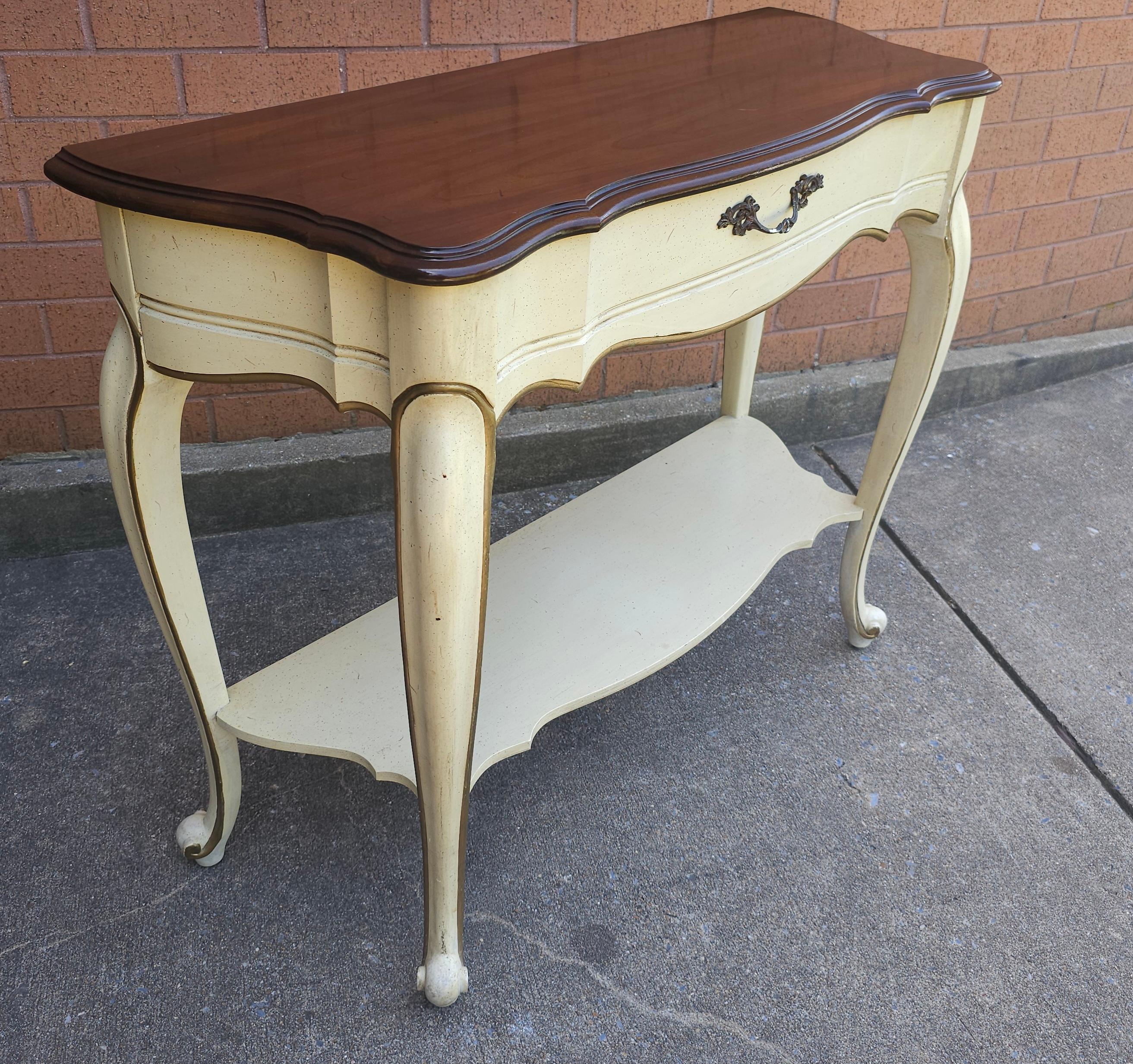 Unknown French Provincial Style Partial Gilt And Enamel Painted Console Table For Sale