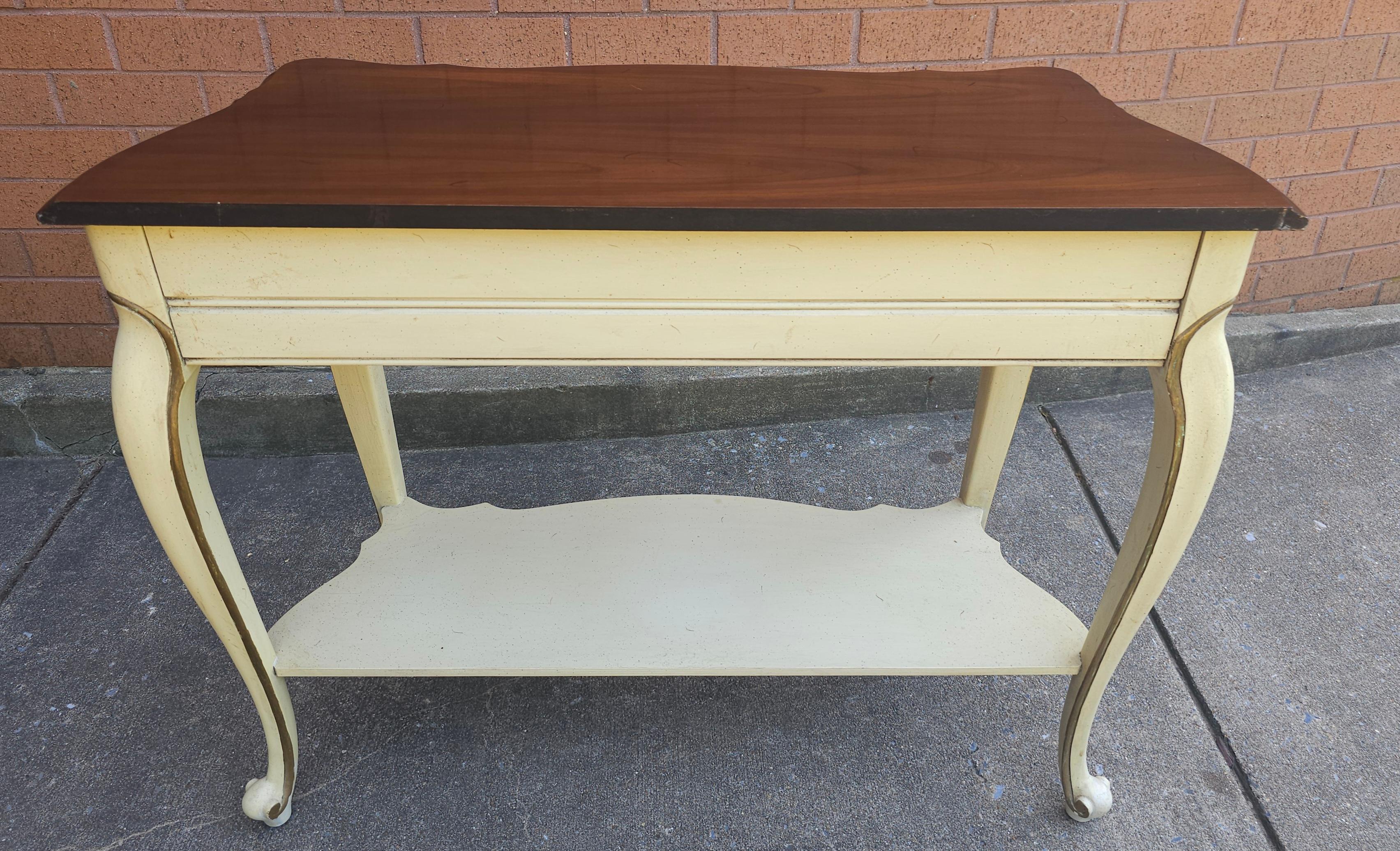 20th Century French Provincial Style Partial Gilt And Enamel Painted Console Table For Sale