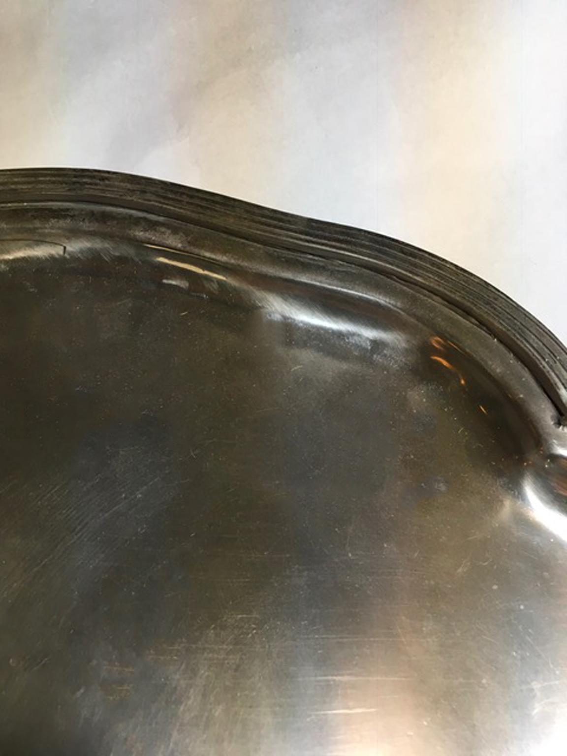 France Pewter Oval Large Tray in French Provencial Style  5