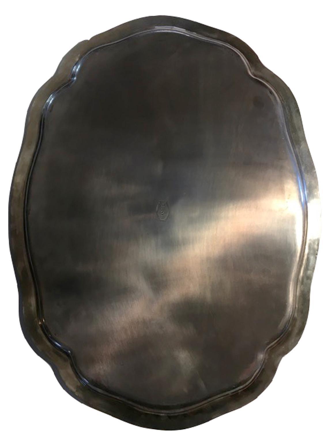 France Pewter Oval Large Tray in French Provencial Style  9