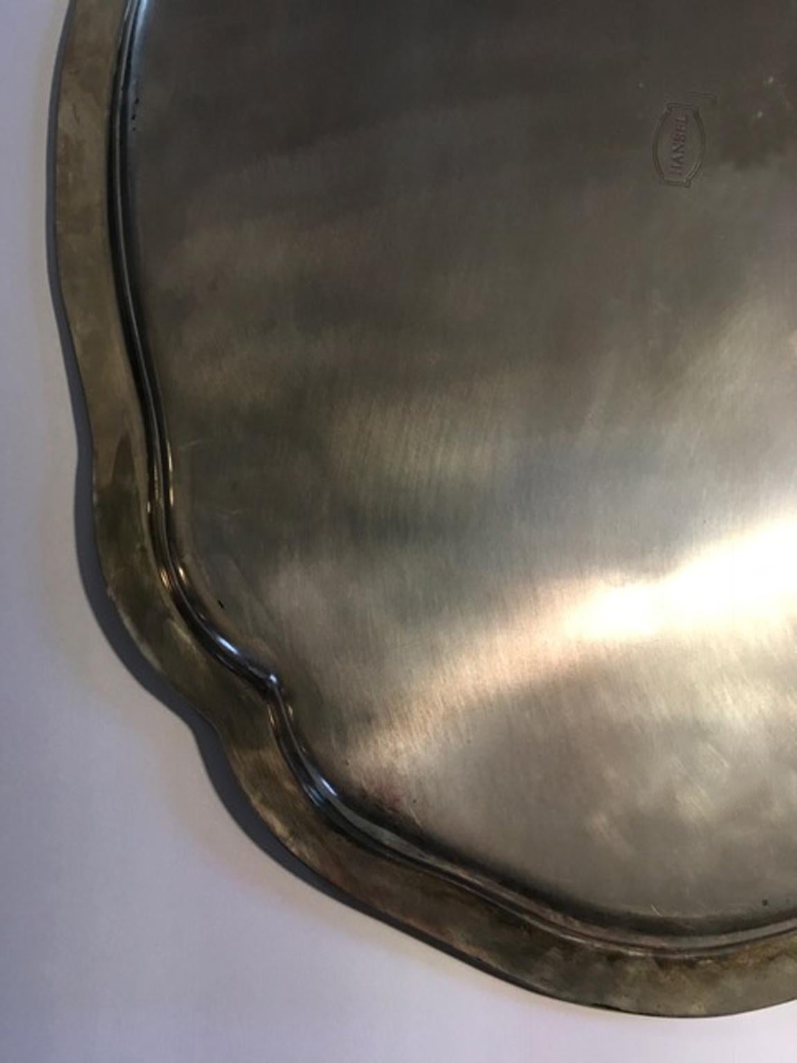 France Pewter Oval Large Tray in French Provencial Style  10