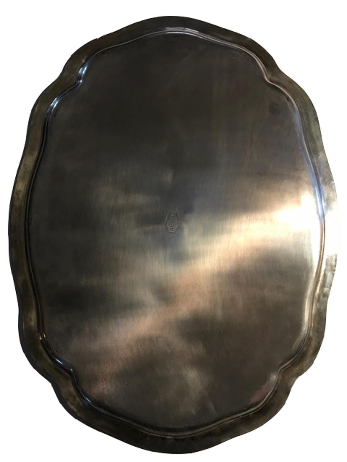 Contemporary France Pewter Oval Large Tray in French Provencial Style 