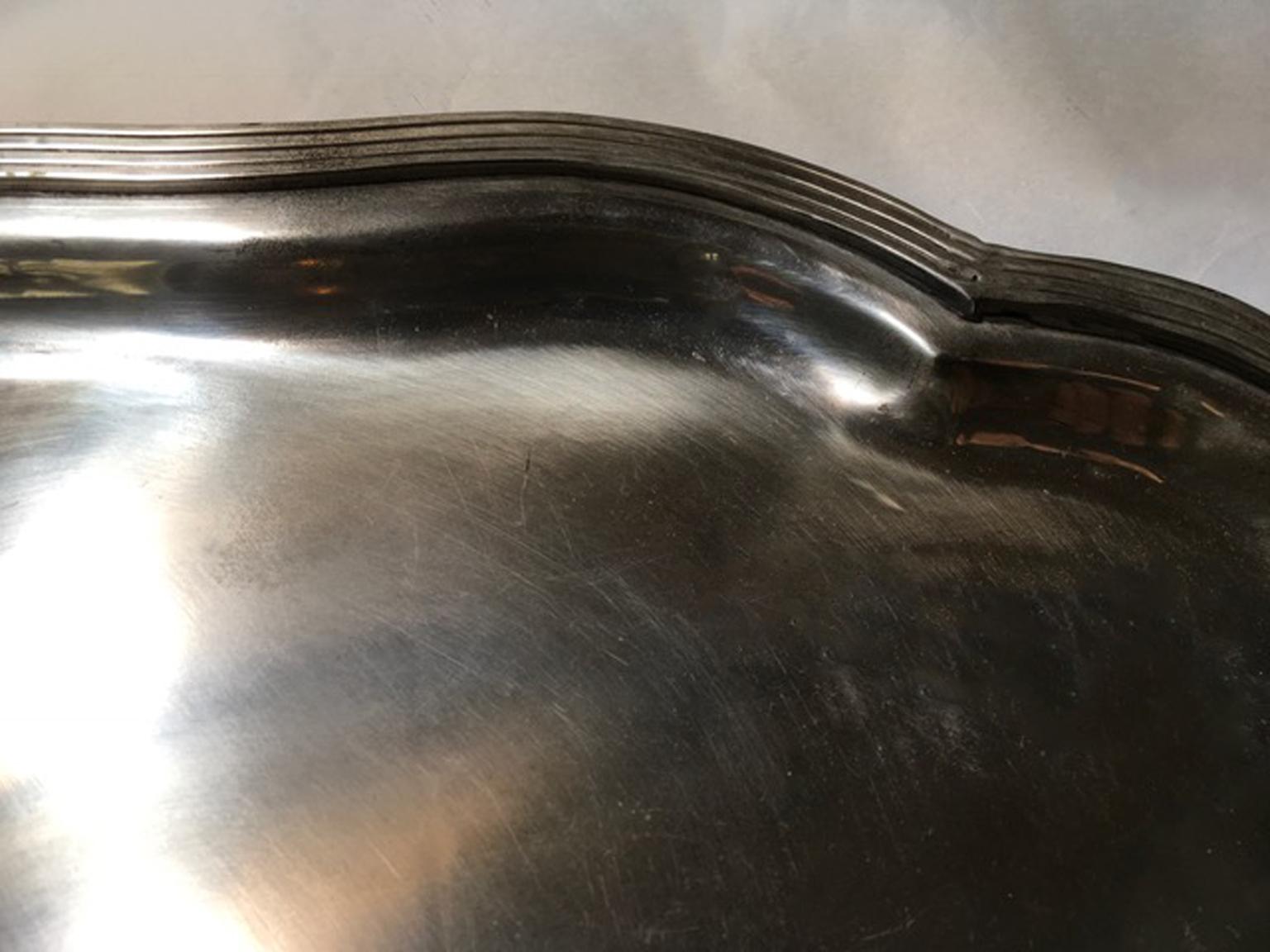 France Pewter Oval Large Tray in French Provencial Style  1