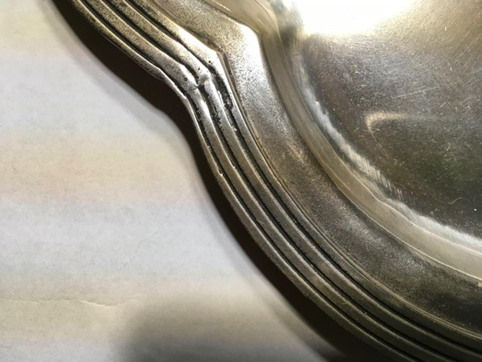 France Pewter Oval Large Tray in French Provencial Style  3