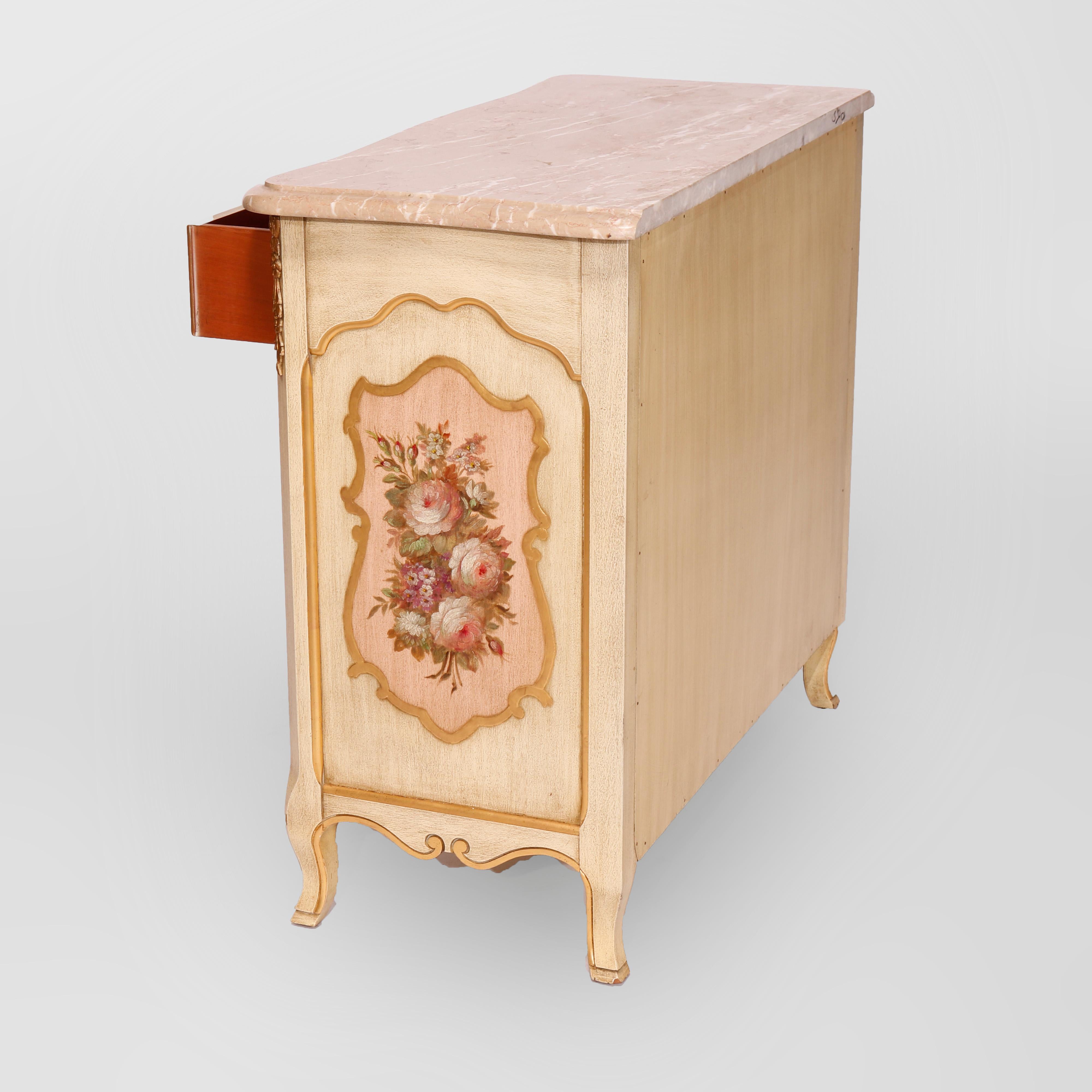 French Provincial Style Polychrome, Gilt &Marble Commode by Kozak Studios 20th C For Sale 6