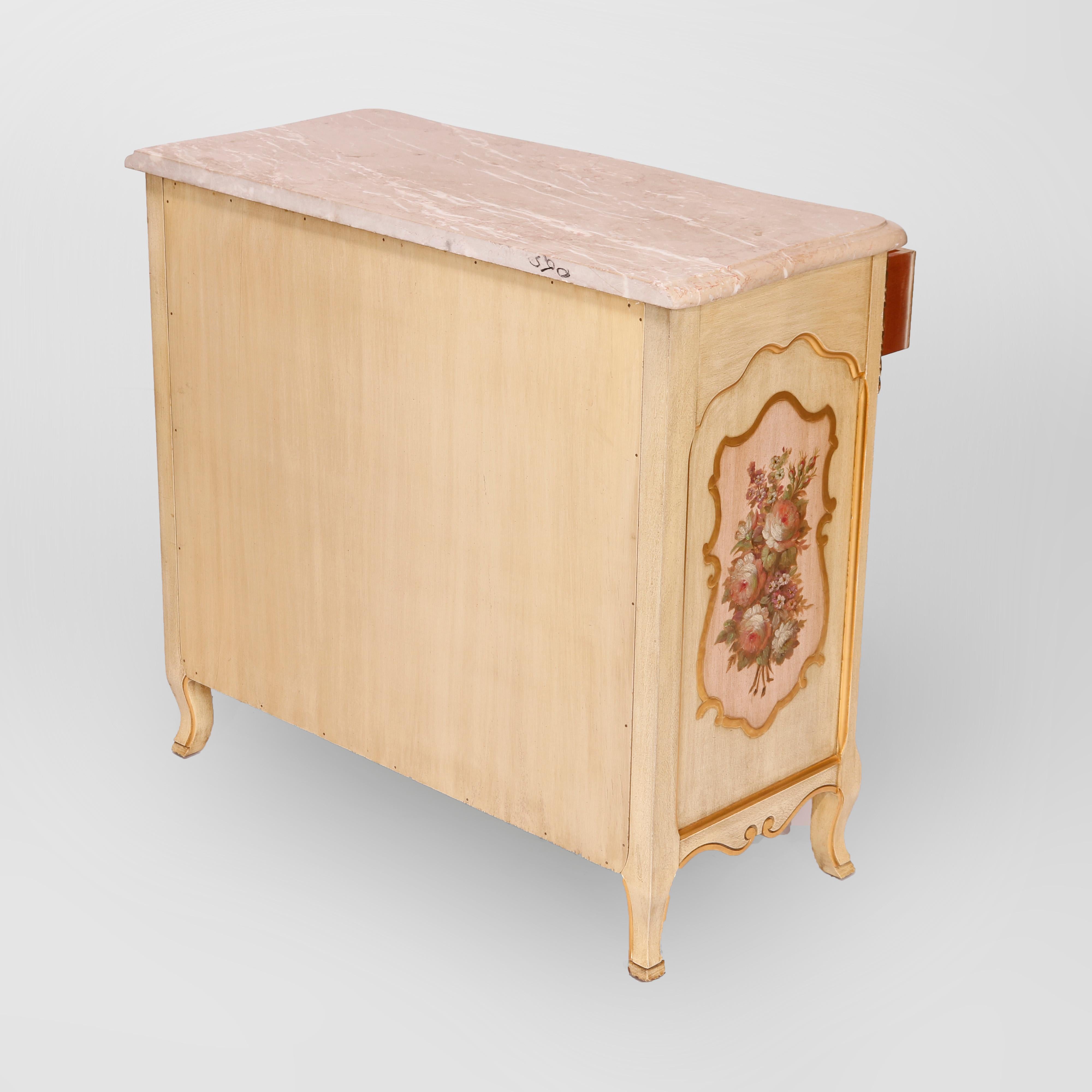 French Provincial Style Polychrome, Gilt &Marble Commode by Kozak Studios 20th C For Sale 8
