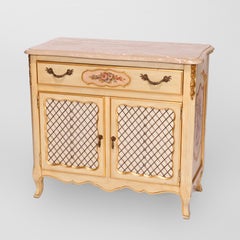 French Provincial Style Polychrome, Gilt &Marble Commode by Kozak Studios 20th C