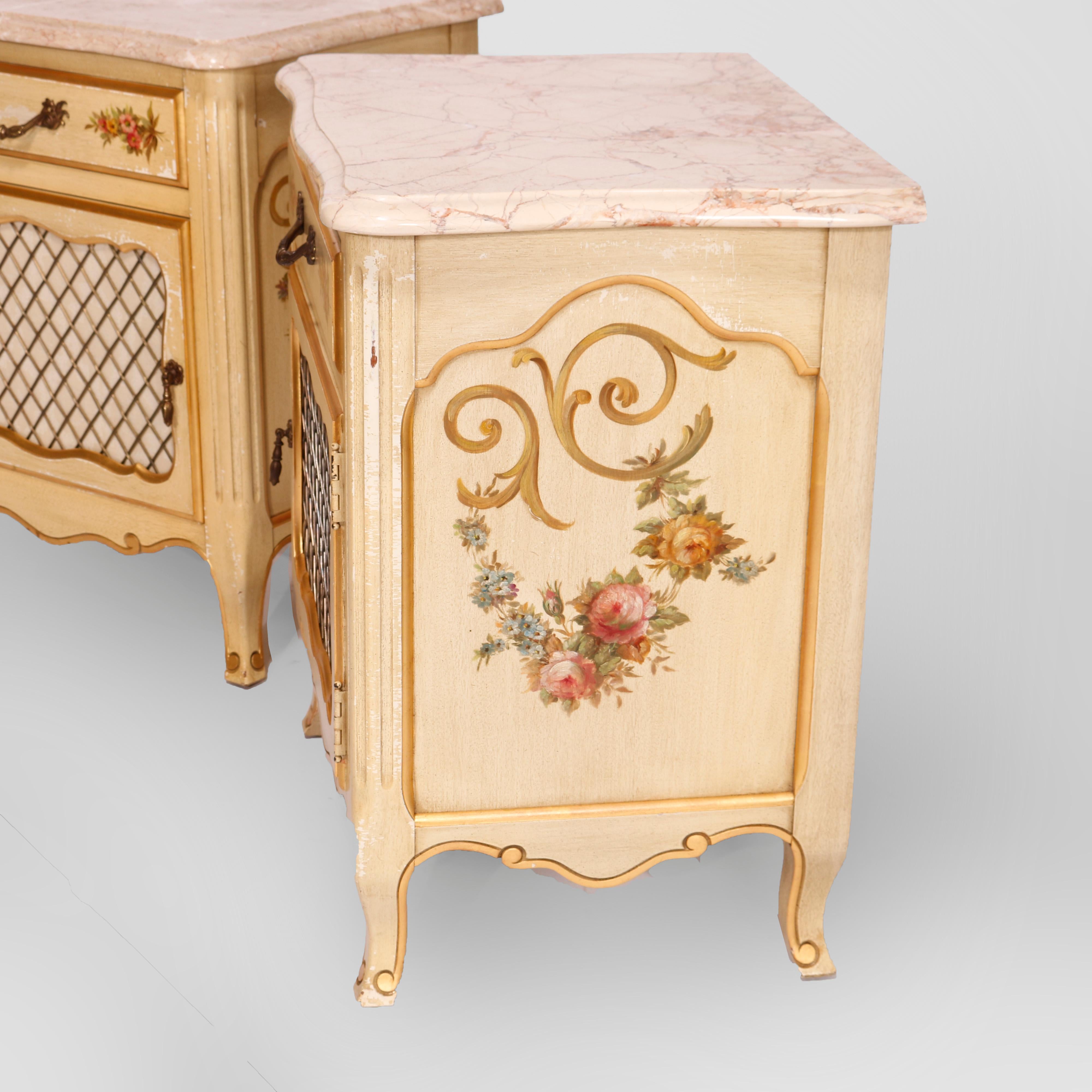 French Provincial Style Polychrome, Gilt & Marble Stands by Kozak Studios 20thC For Sale 6