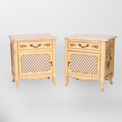 French Provincial Style Polychrome, Gilt & Marble Stands by Kozak Studios 20thC