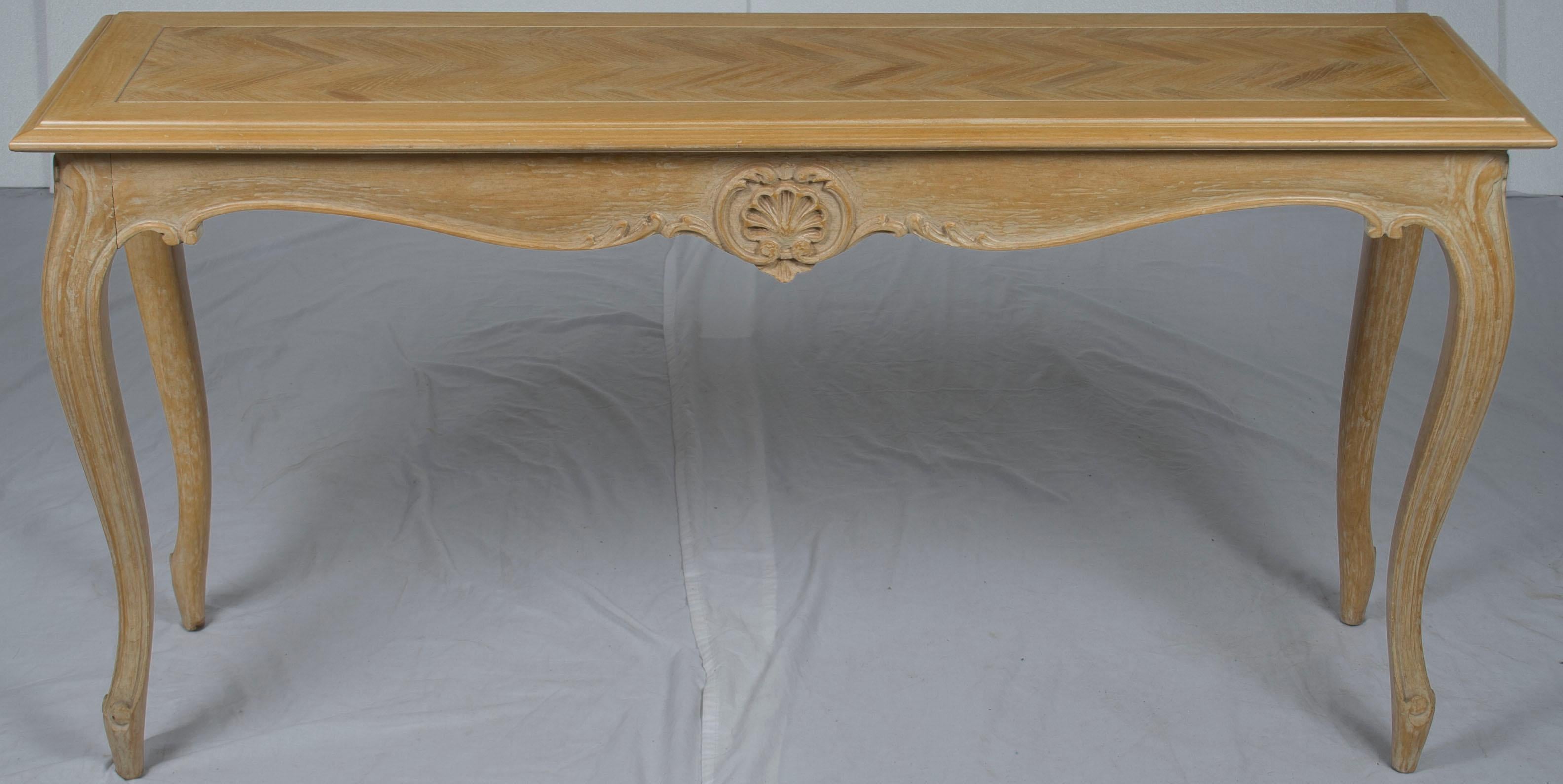 French Provincial Style Rustic Long Narrow Sofa Console Table For Sale 2