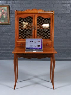 French Provincial Style Secretary Desk w/ Lattice Doors