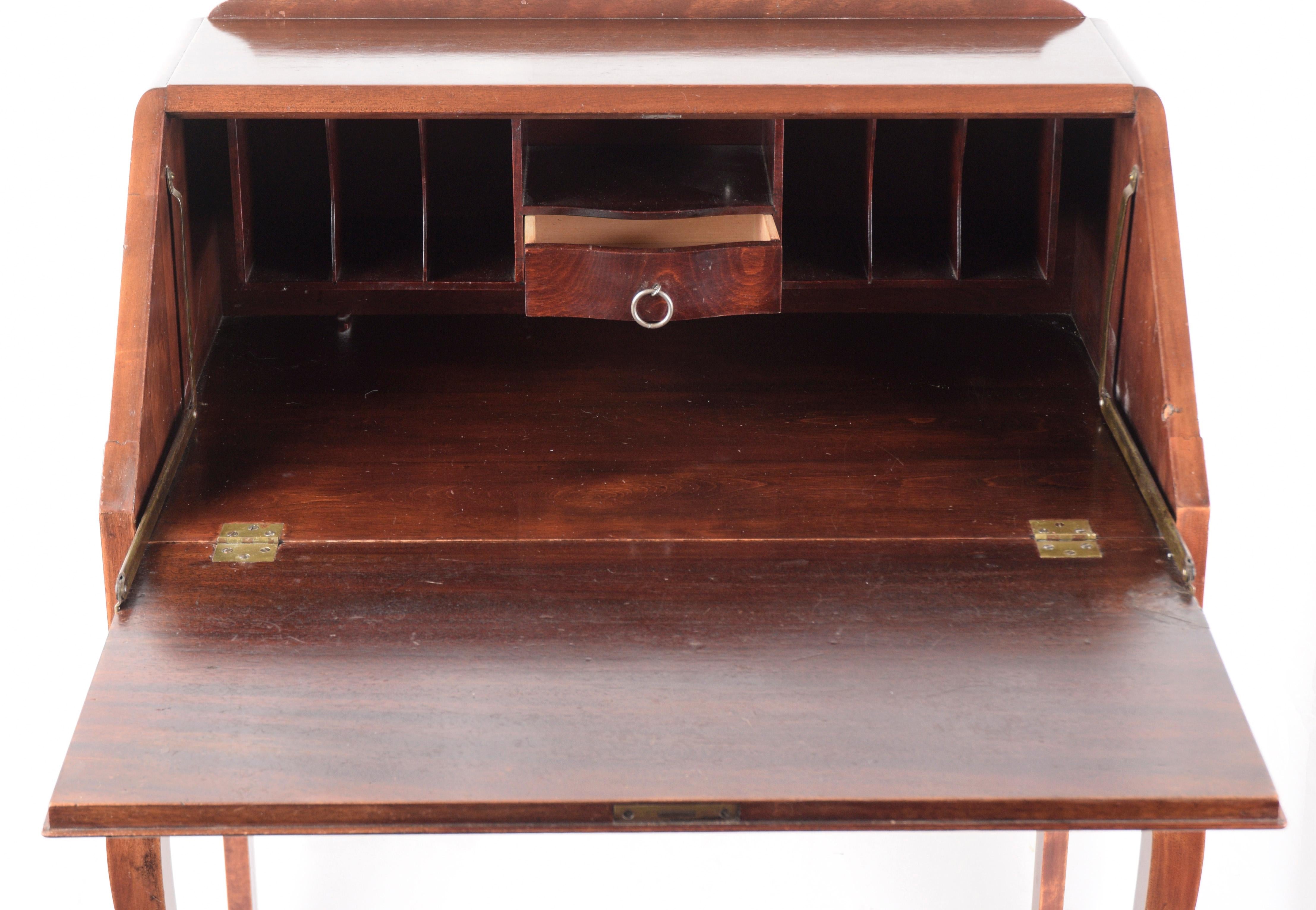 Mid-19th Century French Provincial Style Secretary Desk with Marquetry Inlays and Key   For Sale