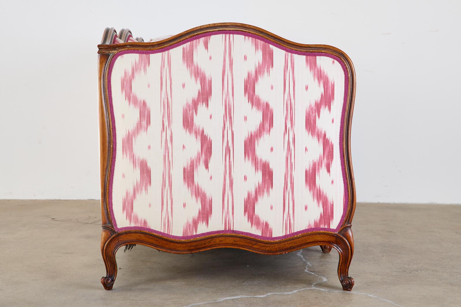 French Provincial Serpentine Canape Settee Pierre Frey Toile Ikat 1