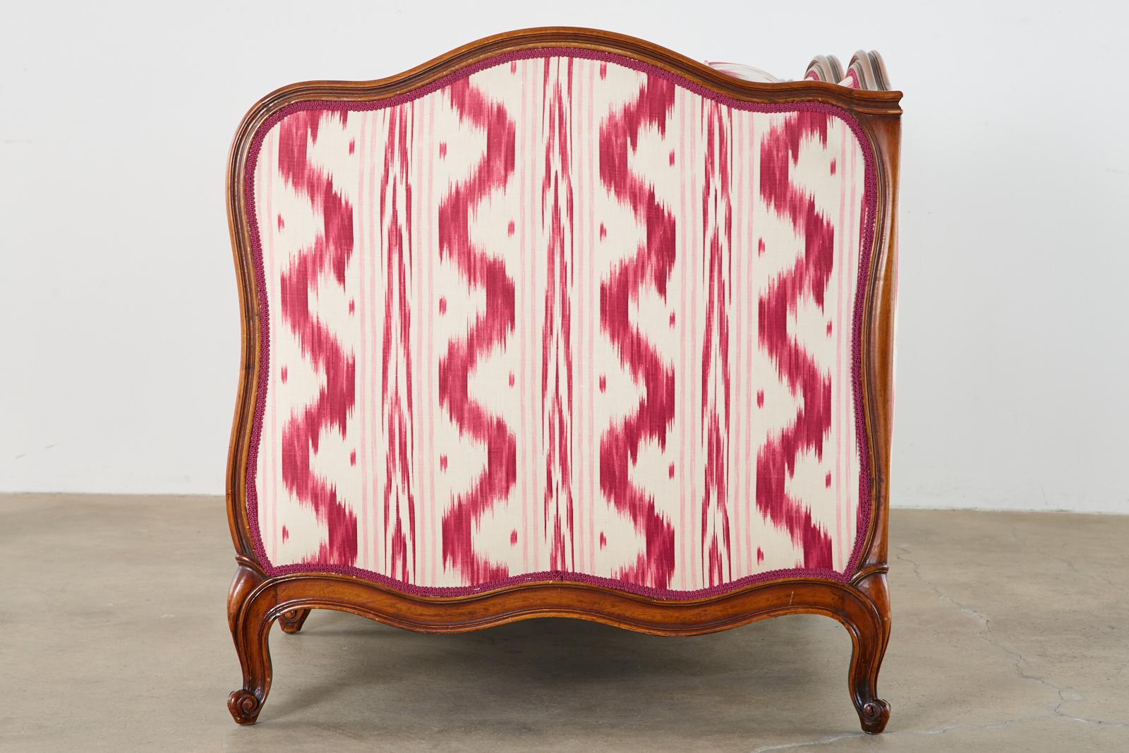 Fabric French Provincial Serpentine Canape Settee Pierre Frey Toile Ikat
