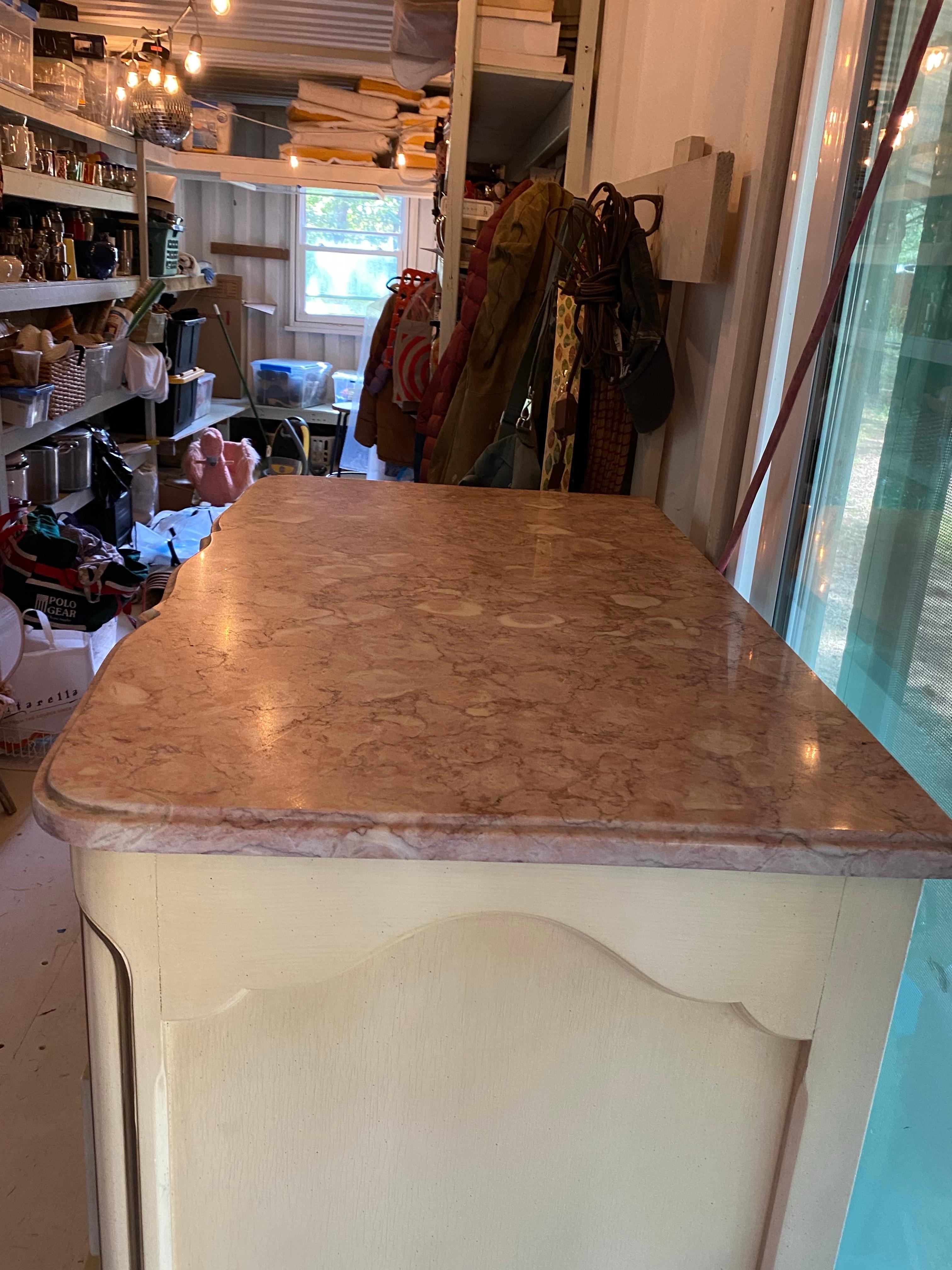 French Provincial Style Tallboy Dresser with Marble Top, 20th Century For Sale 3