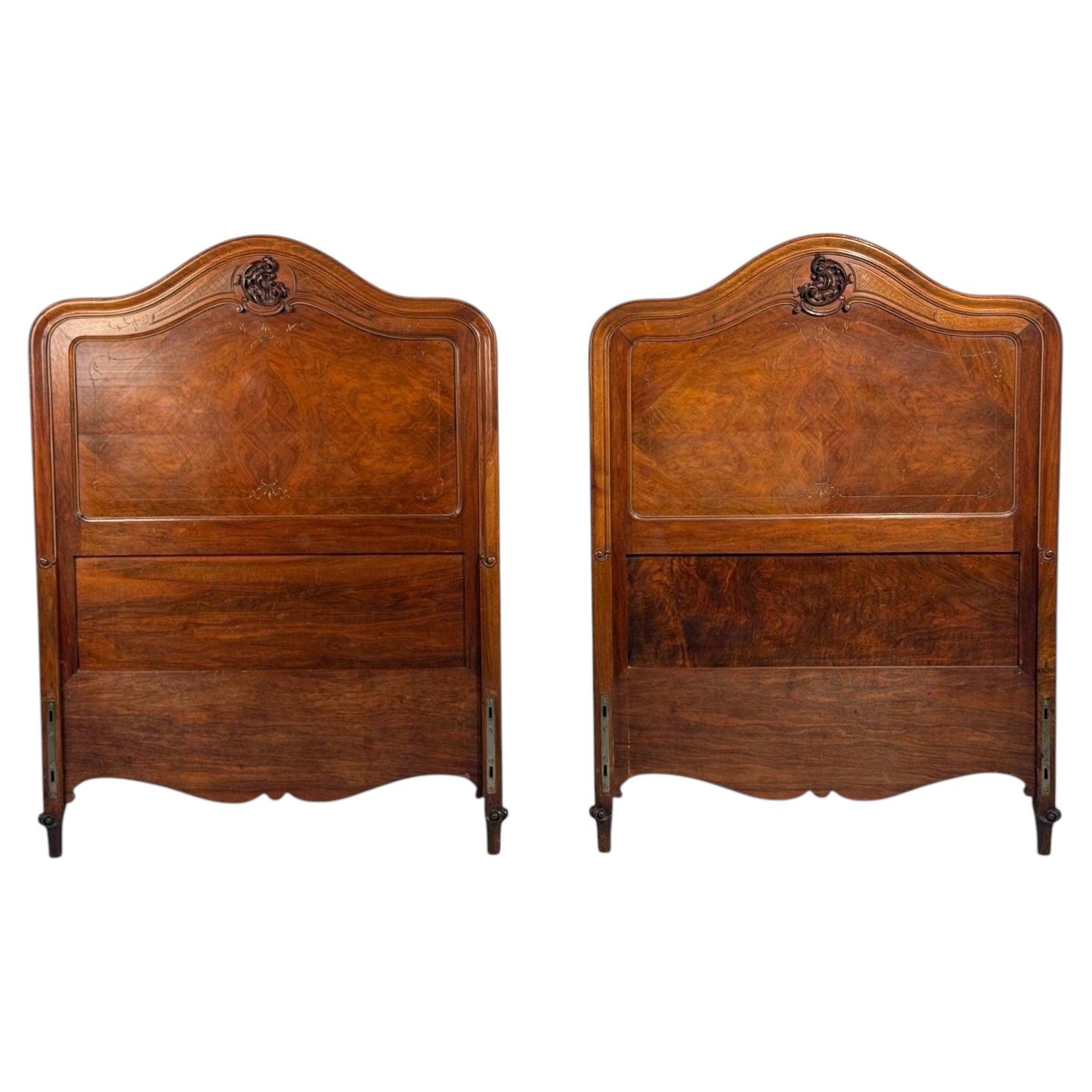 French Provincial Style, Twin Headboards, Walnut, Gilt, France, 20th c.