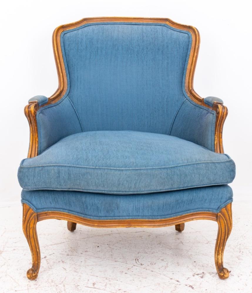 French Provincial Style Upholstered Arm Chairs, Pair In Good Condition In New York, NY