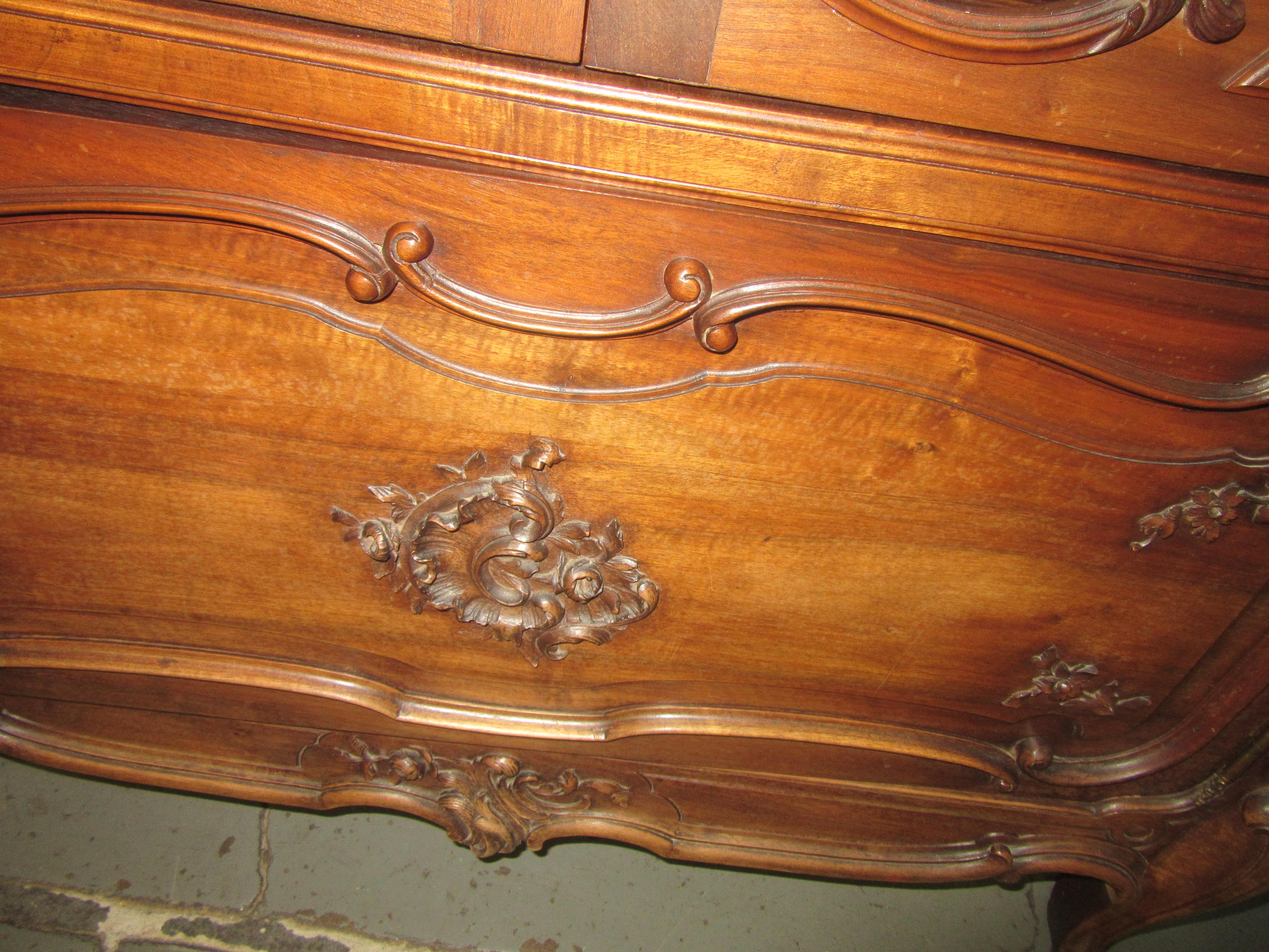 French Provincial Style Walnut Curio Cabinet 1