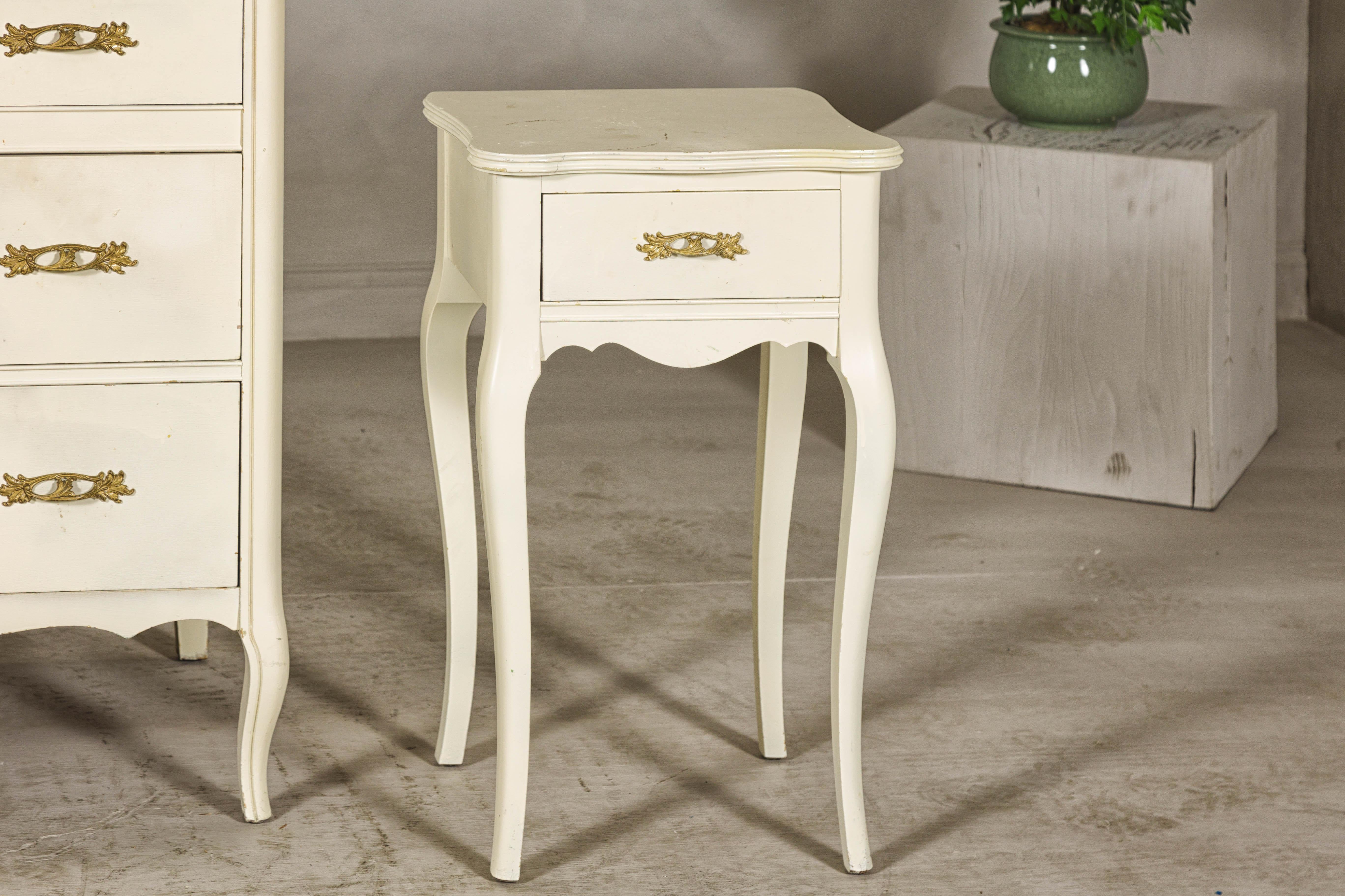 20th Century French Provincial Style West Michigan Company Cream Dresser and Nightstands Set For Sale