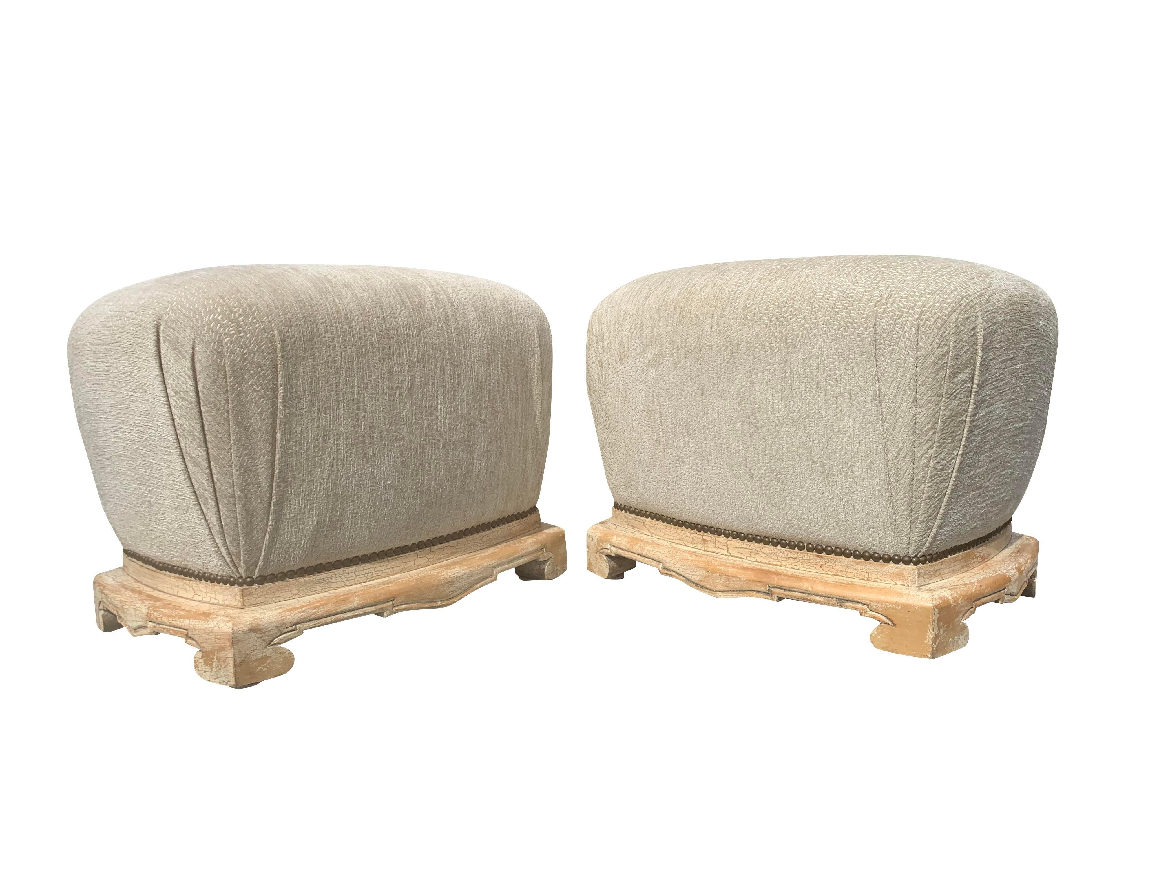 These vintage poufs are a perfect addition to any home looking for a touch of French style. The unique design and functional features make them a versatile and stylish piece that will complement any room.

This pair of vintage French Provincial