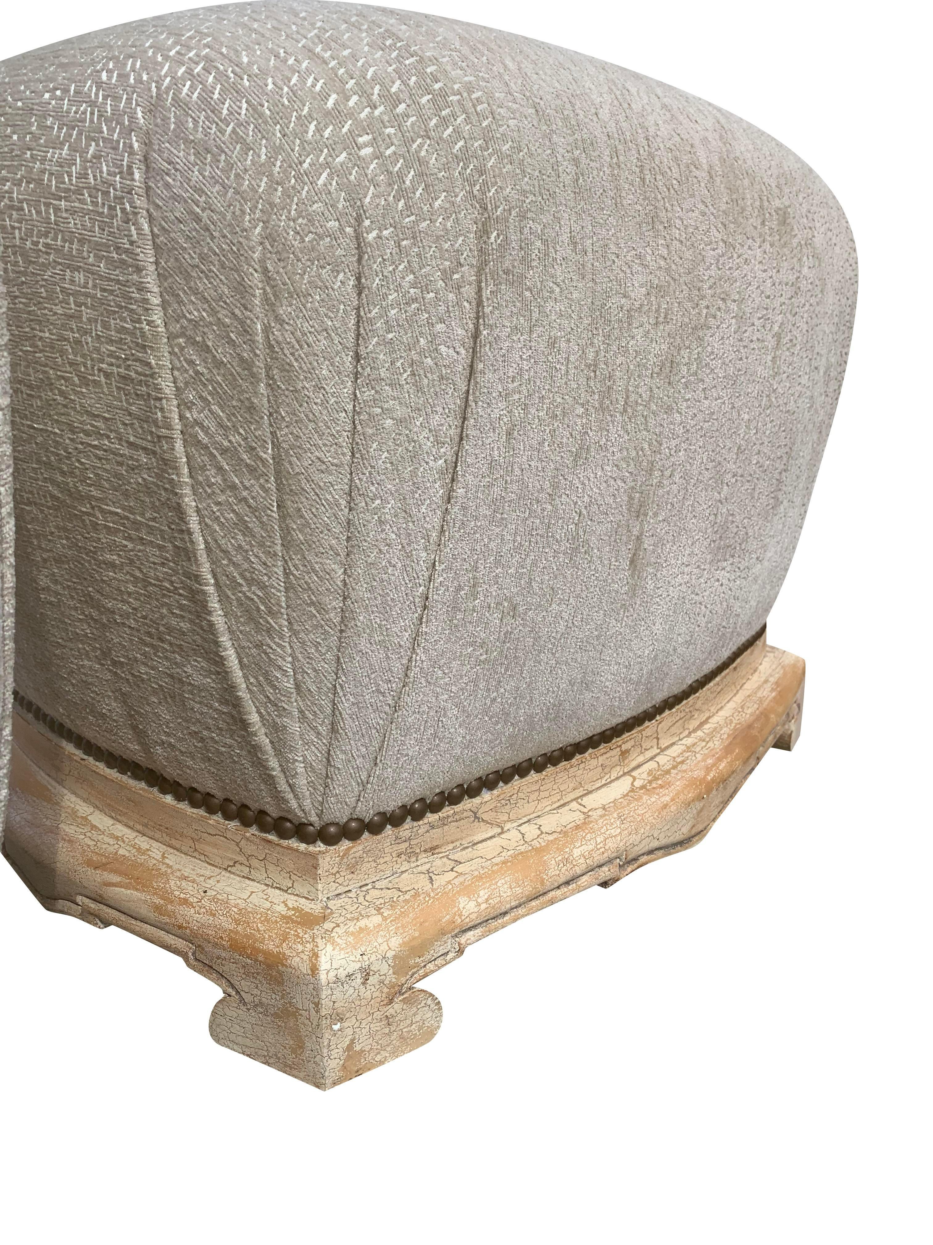 American French Provincial Sue Et Mare Style Poufs or Ottomans - a Pair For Sale