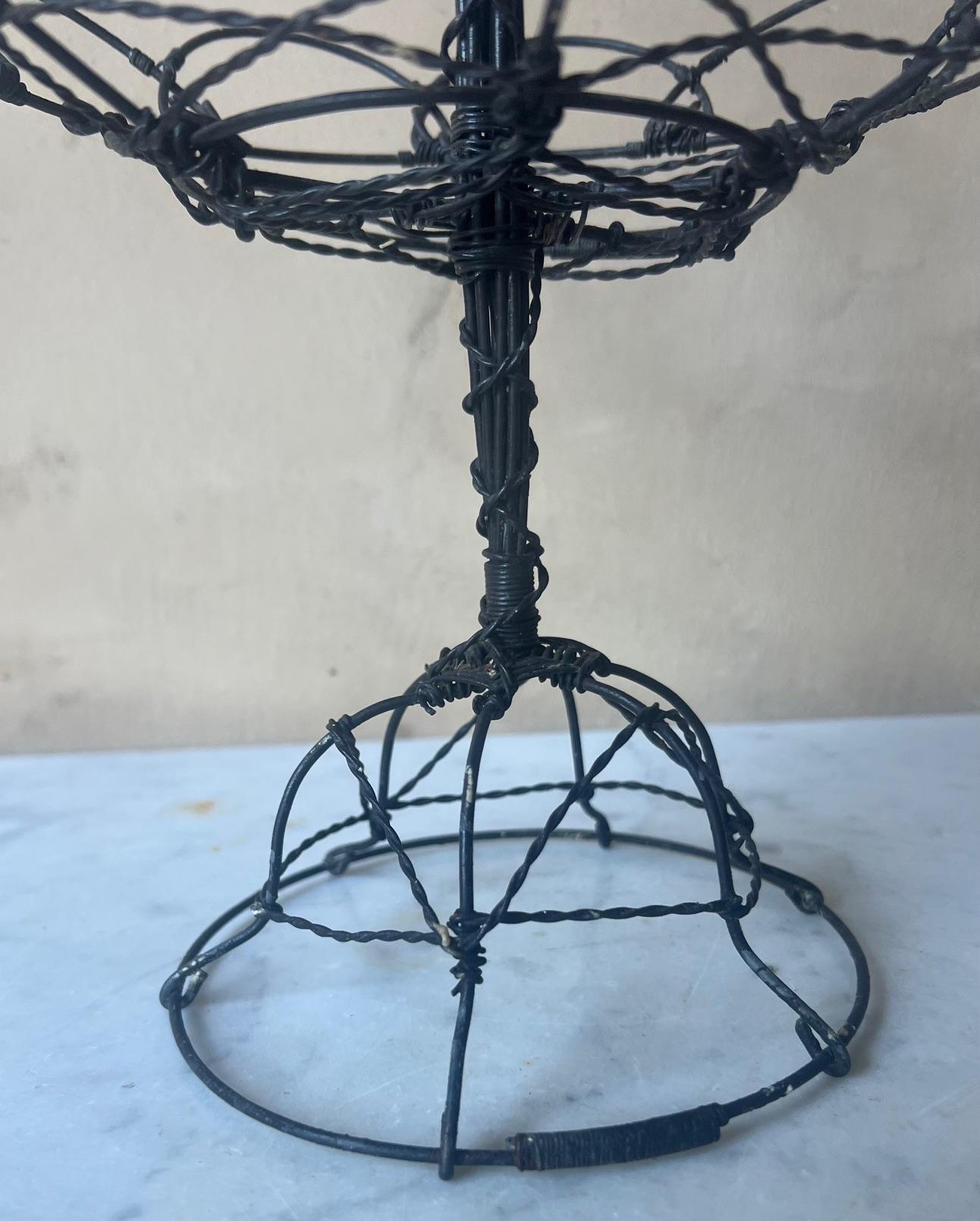 Hand-Woven French Provincial Three Tier Standing Basket, C. 1920 For Sale