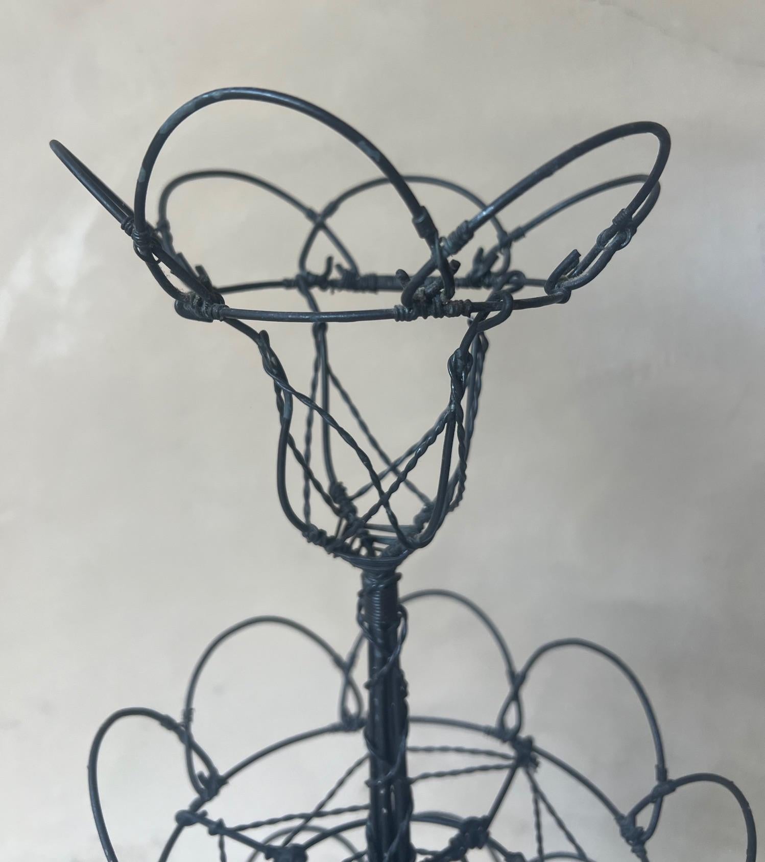 French Provincial Three Tier Standing Basket, C. 1920 In Good Condition For Sale In Ross, CA