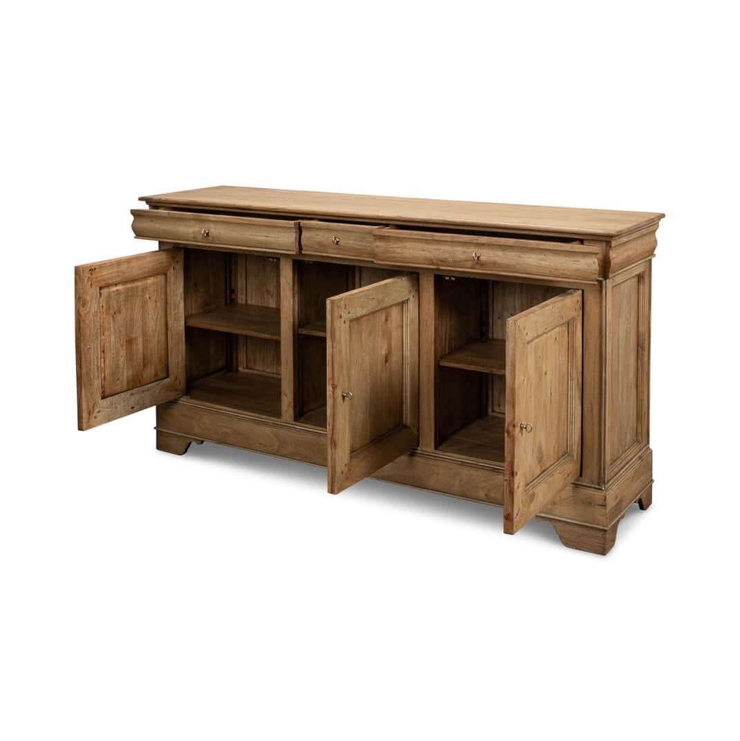 Asian French Provincial Traditional Sideboard - Light Walnut For Sale