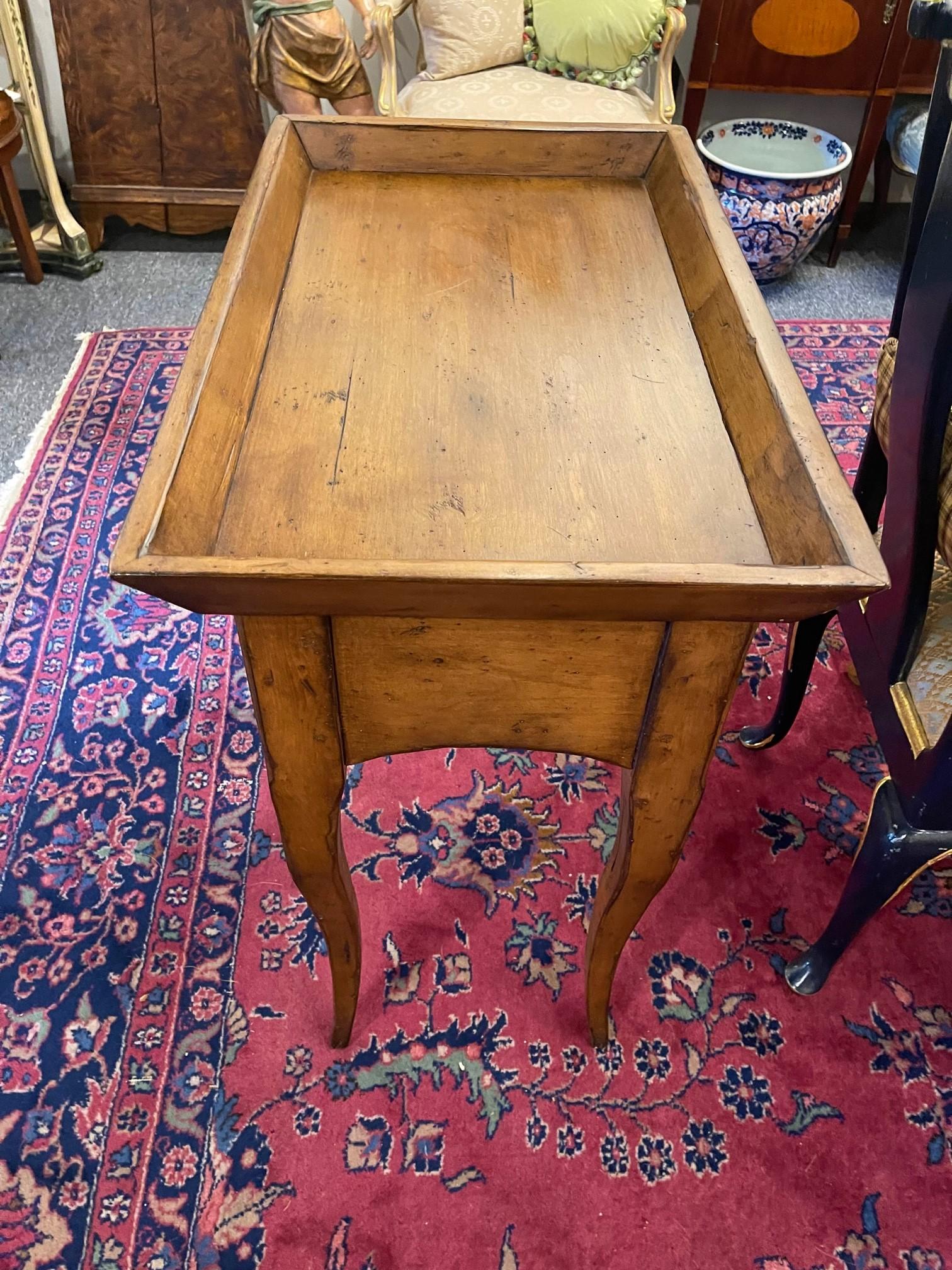 French Provincial Tray Top Side Table with a Drawer, 19th Century For Sale 3