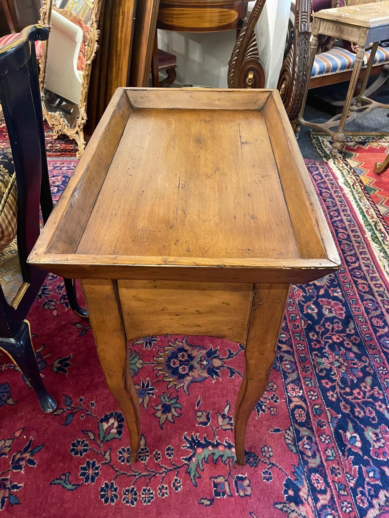 French Provincial Tray Top Side Table with a Drawer, 19th Century For Sale 4