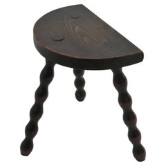 French Provincial Tripod Stool / Side Table with Turned Bobbin Legs, 1940s