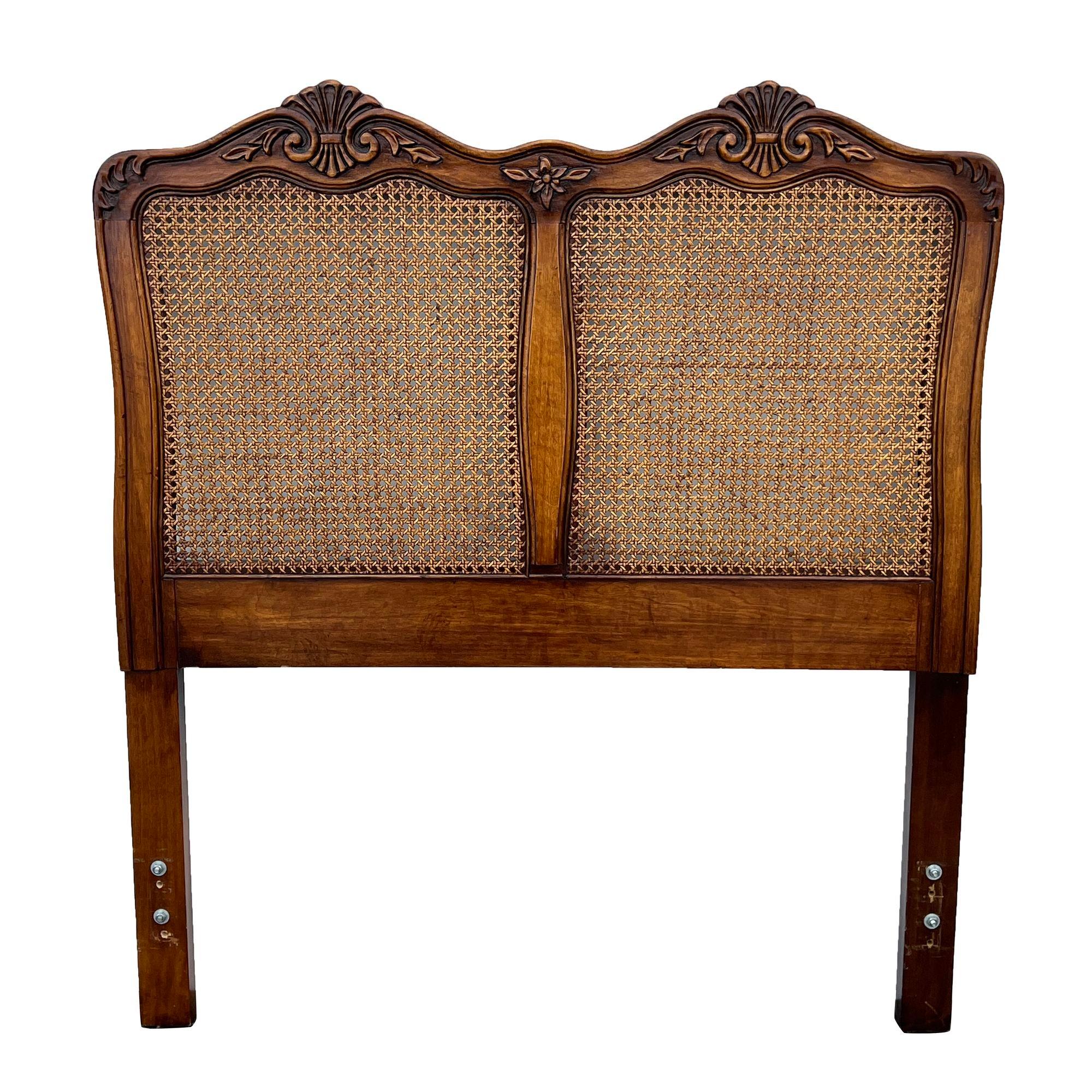 USA, 1987
Pair of Twin Headboards in walnut with caned backs, attributed to Henredon- from an estate with other signed Henredon pieces. In very good vintage condition. Classic decorator style.
CONDITION NOTES: In very good original condition, only