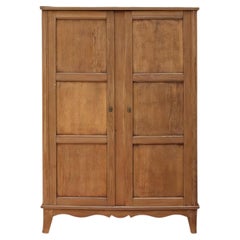 French Provincial Two-Door Armoire, Bleached Oak, Paneled Doors, 1940s