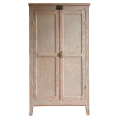 French Provincial Two-Door Pine Armoire, Bleached Finish, 1950s