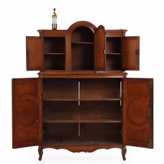 French Provincial Two-Piece Oak Cabinet, C 1880