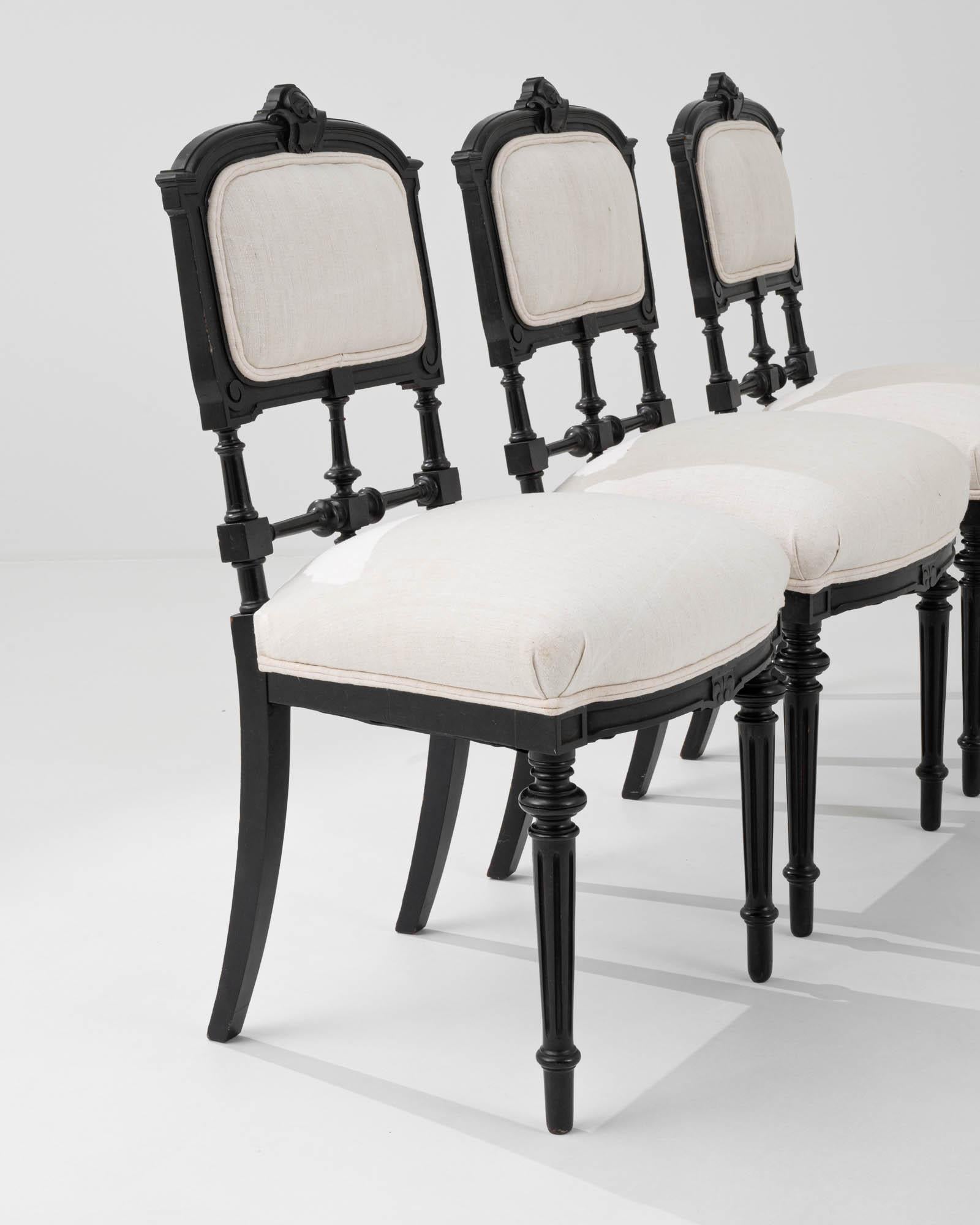 19th Century French Provincial Upholstered Dining Chairs, Set of Four