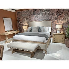 French Provincial Upholstered Oak Bed - Cal King