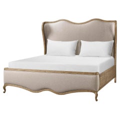 French Provincial Upholstered Oak Bed - Cal King