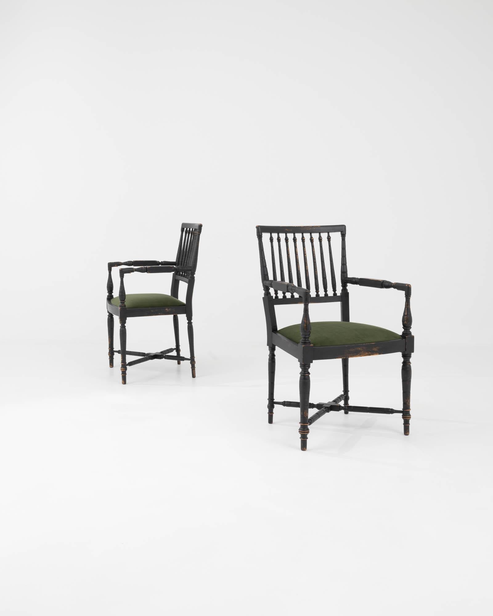 20th Century French Provincial Upholstered Side Chairs, A Pair