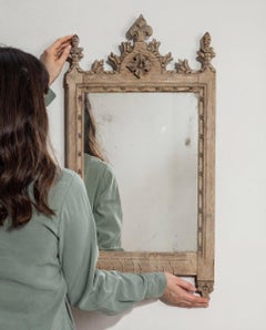 French Provincial Wall Mirror, Carved Oak Frame, Glass, 1920s, France
