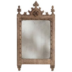 French Provincial Wall Mirror, Carved Oak Frame, Glass, 1920s, France