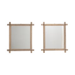 French Provincial Wall Mirrors, Oak and Glass, 20th Century, France