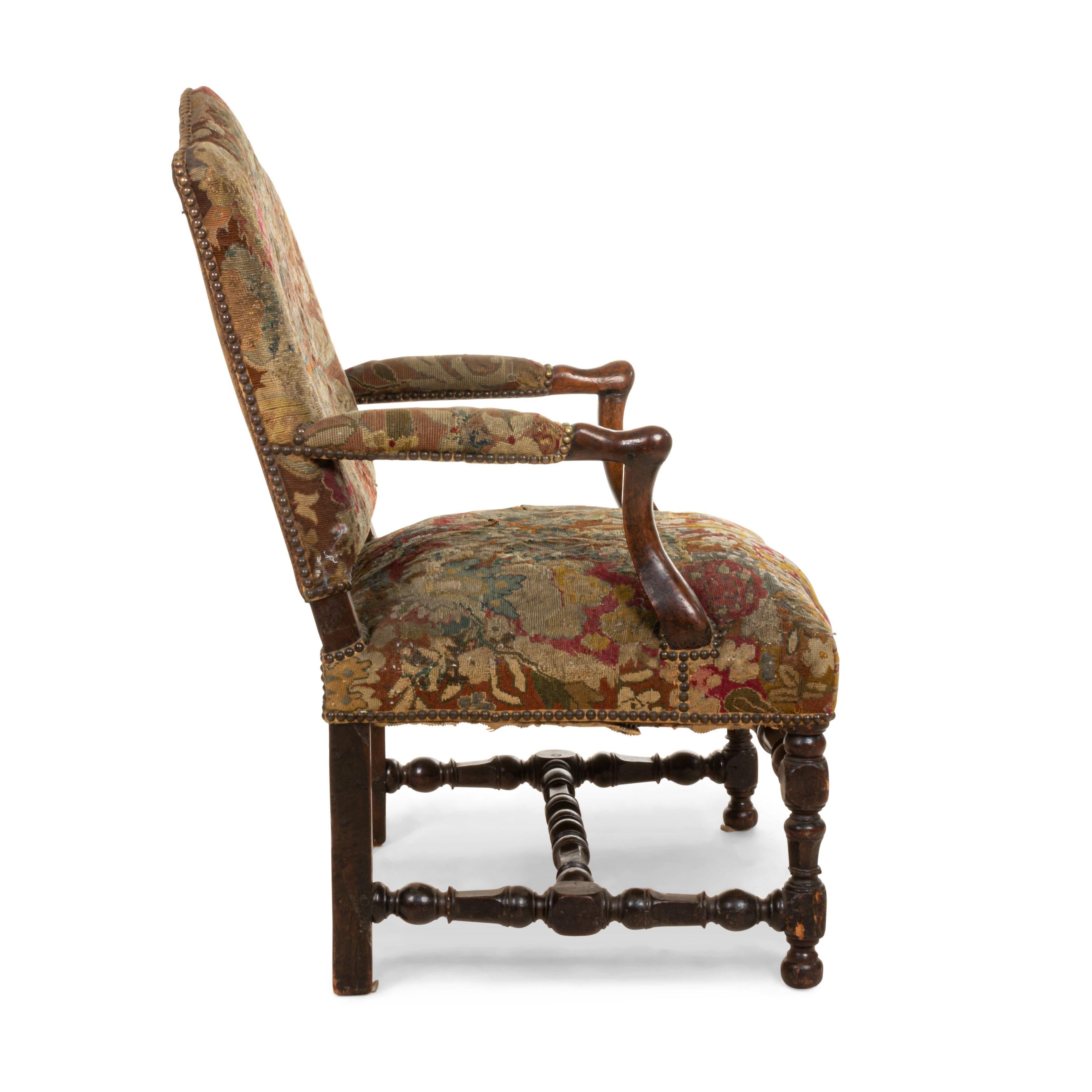 French Provincial Walnut Armchair In Good Condition For Sale In New York, NY