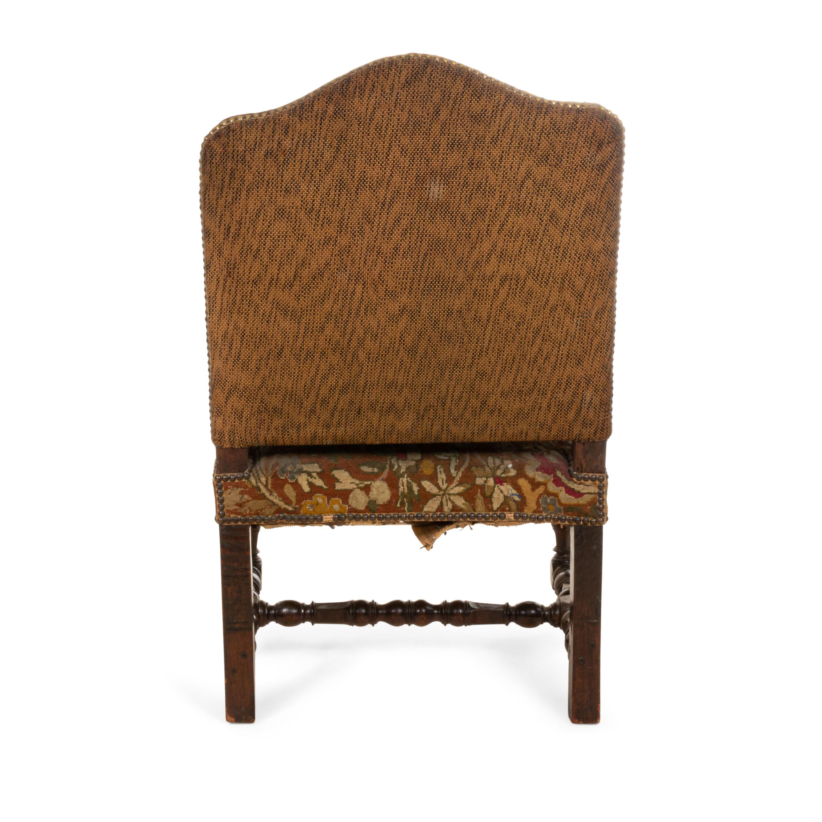 Tapestry French Provincial Walnut Armchair For Sale