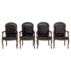 Vintage French Provincial Walnut Armchairs, 4