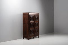 French Provincial Walnut Armoire with Carved Rosette Panels, France, 1940s