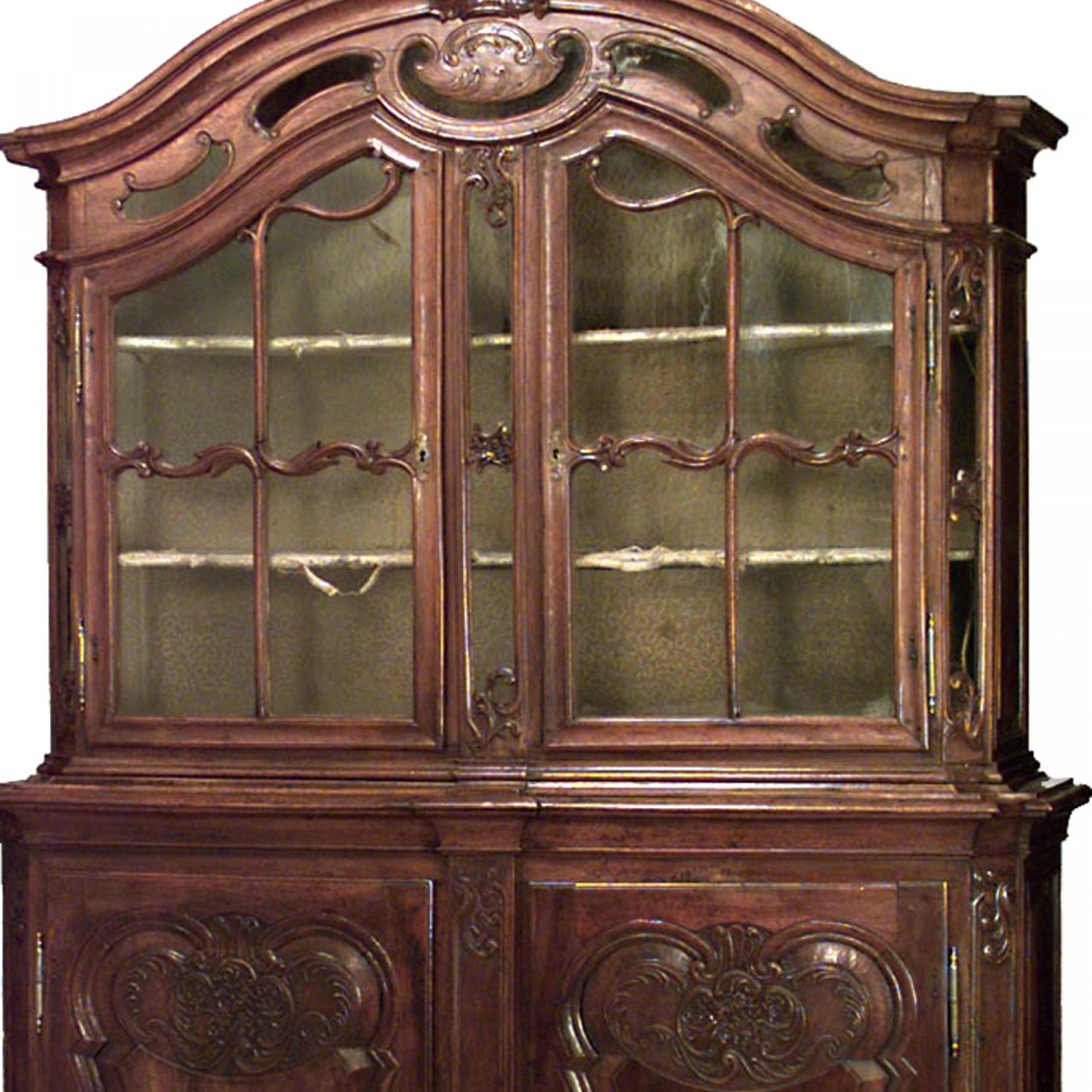 French Provincial Walnut Breakfront Cabinet 1