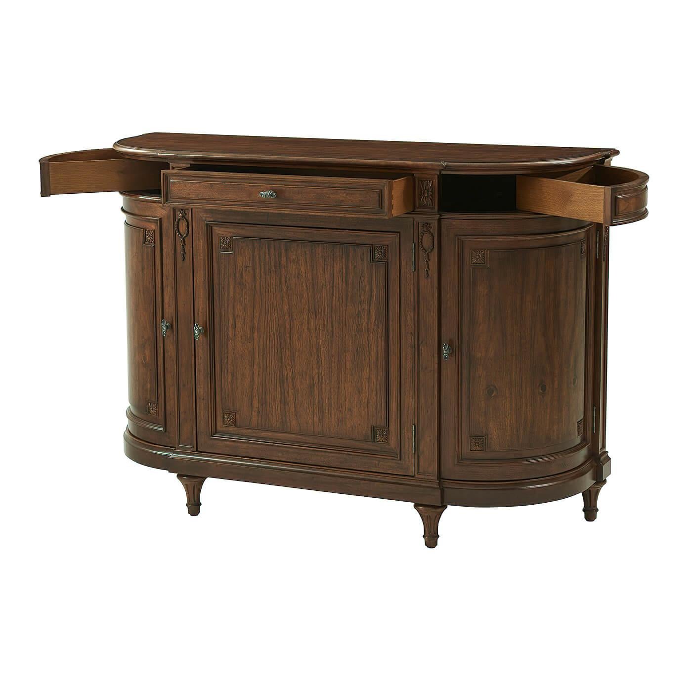 Contemporary French Provincial Walnut Buffet For Sale