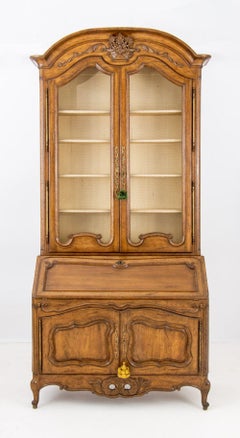 French Provincial Walnut Bureau Bookcase