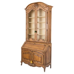 French Provincial Walnut Bureau Bookcase